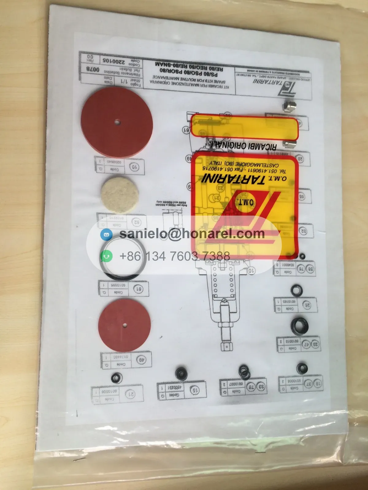 Tartarini Service Kit 2200093 for PS/79, PSO/79, PSOR/79, RE/79, REO/79 Pilot Regulators